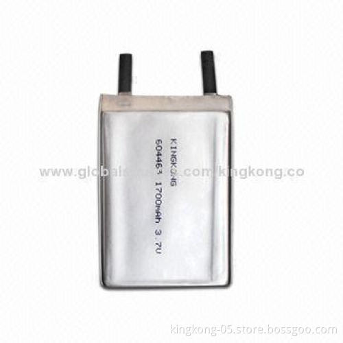 Li-polymer Battery with PL 604465, 1,700mAh Capacity, 3.7V Nominal Voltage